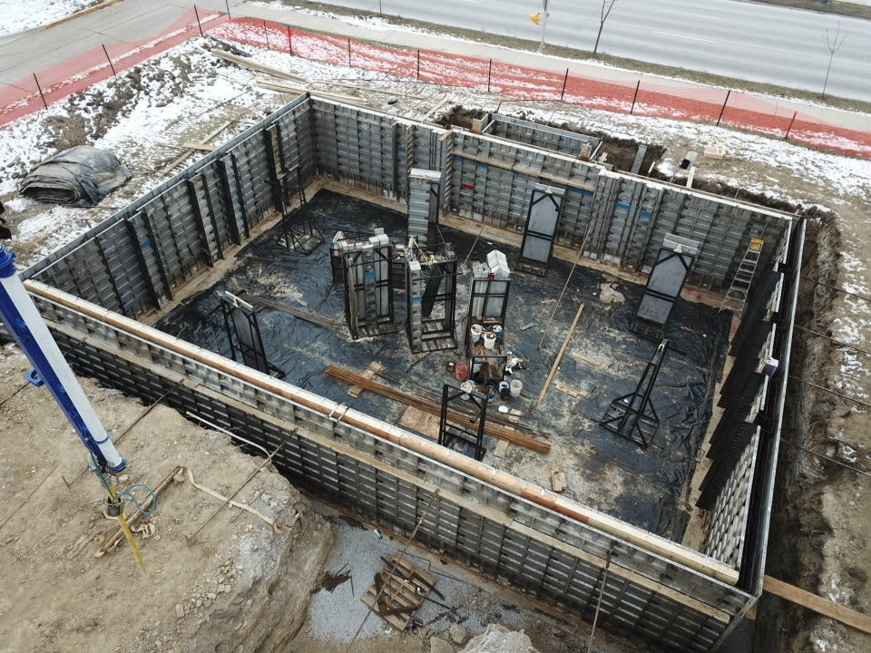 Aerial View of a Helical Pile Installation